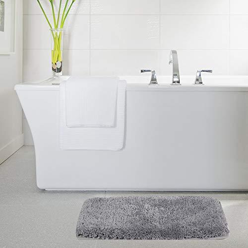 Walensee Bathroom Rug Non Slip Bath Mat for Bathroom (16 x 24) Water Absorbent Soft Microfiber Shaggy Bathroom Mat Machine Washable Bath Rug for Bathroom Thick Plush Rugs for Shower (Gray)