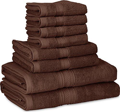 Utopia Towels 8 Piece Towel Set, 700 GSM, 2 Bath Towels, 2 Hand Towels and 4 Washcloths, Dark Grey