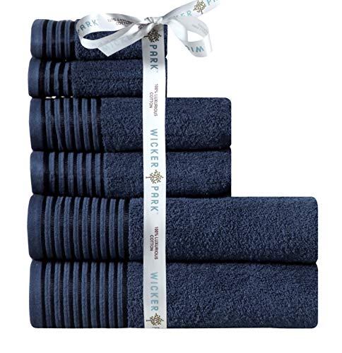 600 GSM Ultra Soft 100% Combed Cotton 6-piece Towel Set (Charcoal Black): 2 Bath towels, 2 Hand towels, 2 Washcloths, Long-staple Cotton, Spa Hotel Quality, Super Absorbent, Machine Washable