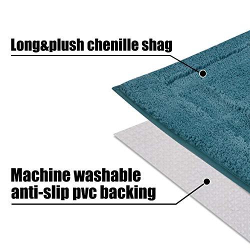 TOMORO Non-Slip Bathroom Rug Super Absorbent Bath Mat Extra Soft Microfibers Anti-Skid TPR Bottom (17.5 x 27 inch, White)