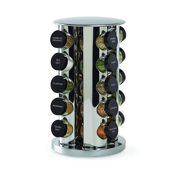 Kamenstein 30020 Revolving 20-Jar Countertop Spice Rack Tower Organizer with Free Spice Refills for 5 Years