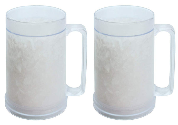 Double Wall Gel Frosty Freezer Mugs 16oz, Set of Two, Clear