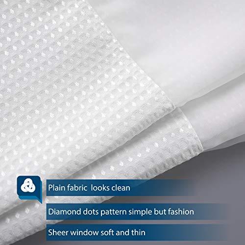 Waffle Weave Fabric Shower Curtain 230 GSM Heavy Duty, Spa, Hotel Luxury, Water Repellent, White Pique Pattern, 71 x 72 inches Decorative Bathroom Curtain