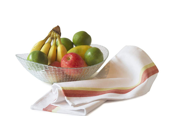 Elohas Kitchen Dish Towels Set of 12-Tea Towels 100% Cotton. Large Dish Cloths 28"x20" Soft and Absorbent. White with Blue, Green and red Stripes, 4 of Each. There's no Substitute for Quality