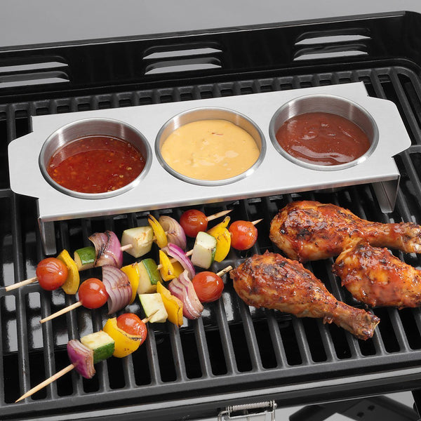 Yukon Glory Serving Tray with Removable Ramekins, Multi Purpose, Durable Stainless Steel, Heat Resistant, For Condiments, BBQ, Candy, Nuts and Pets