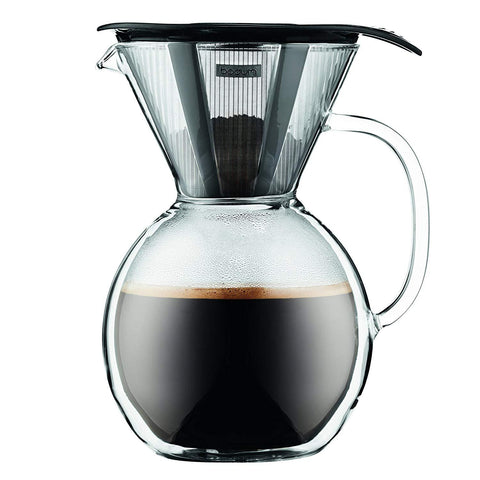 Bodum Pour Over Coffee Maker with Permanent Filter, 1 Liter, 34 Ounce, Black Band