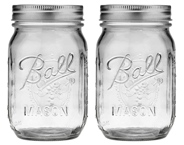 Ball Pint Regular Mouth Mason Jar with Lids and Bands, 16-Ounces (2-Units)