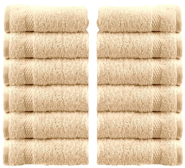 WhiteClassic Luxury Washcloths for Bathroom-Hotel-Spa-Kitchen - Circlet Egyptian Cotton - Highly Absorbent Hotel Quality Face Towels - Bulk Set of 12 - White