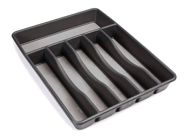 Rubbermaid No-Slip Large, Silverware Tray Organizer, Black with Gray 1994536