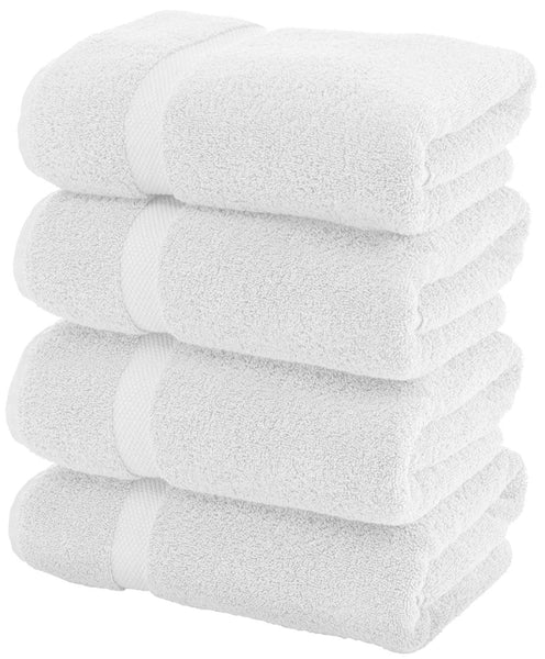 Luxury White Bath Towels Large - Circlet Egyptian Cotton | Highly Absorbent Hotel spa Collection Bathroom Towel | 27x54 Inch | Set of 4