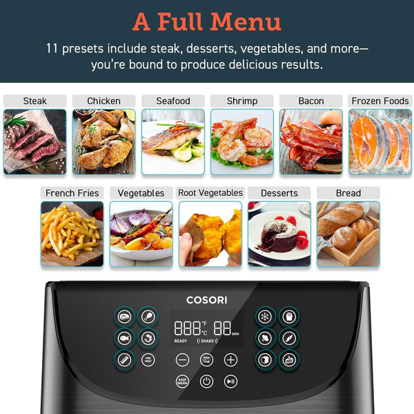 COSORI Air Fryer(100 Recipes),5.8Qt Electric Hot Air Fryers XL Oven Oilless Cooker,11 Cooking Preset, Preheat&Shake Remind, LED Digital Touchscreen,Nonstick Basket,2-Year Warranty,ETL/UL Listed,1700W
