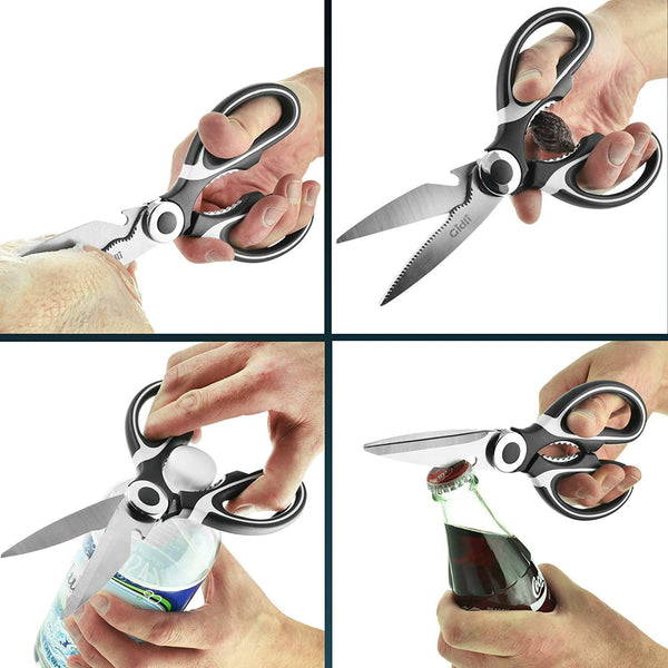 Kitchen Shears by Gidli - Lifetime Replacement Warranty- Includes Seafood Scissors As a Bonus - Heavy Duty Stainless Steel Multipurpose Ultra Sharp Utility Scissors.