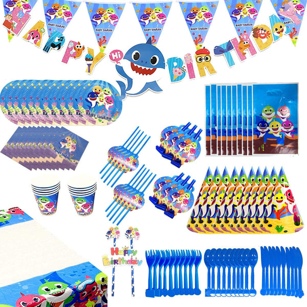 Shark Party Supplies Set - 109 Pcs Shark Themed Birthday Decorations - Serves 10 Guest by zhouweizhouwen