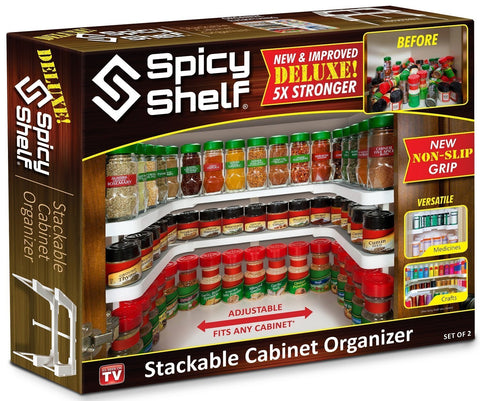 Spicy Shelf Deluxe - Expandable Spice Rack and Stackable Cabinet & Pantry Organizer (1 Set of 2 shelves) - As seen on TV