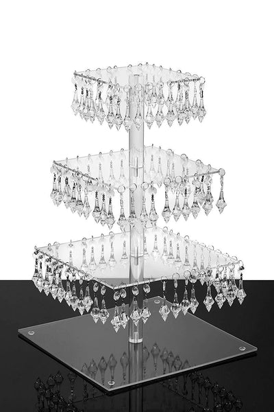 YestBuy 4 Tier Maypole Square Wedding Party Tree Tower Acrylic Cupcake Display Stand (15.1 Inches)