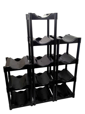 Bottle Buddy Storage System, Black 12-Pack, Shelves