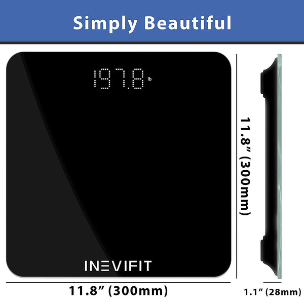 INEVIFIT Bathroom Scale, Highly Accurate Digital Bathroom Body Scale, Measures Weight for Multiple Users.