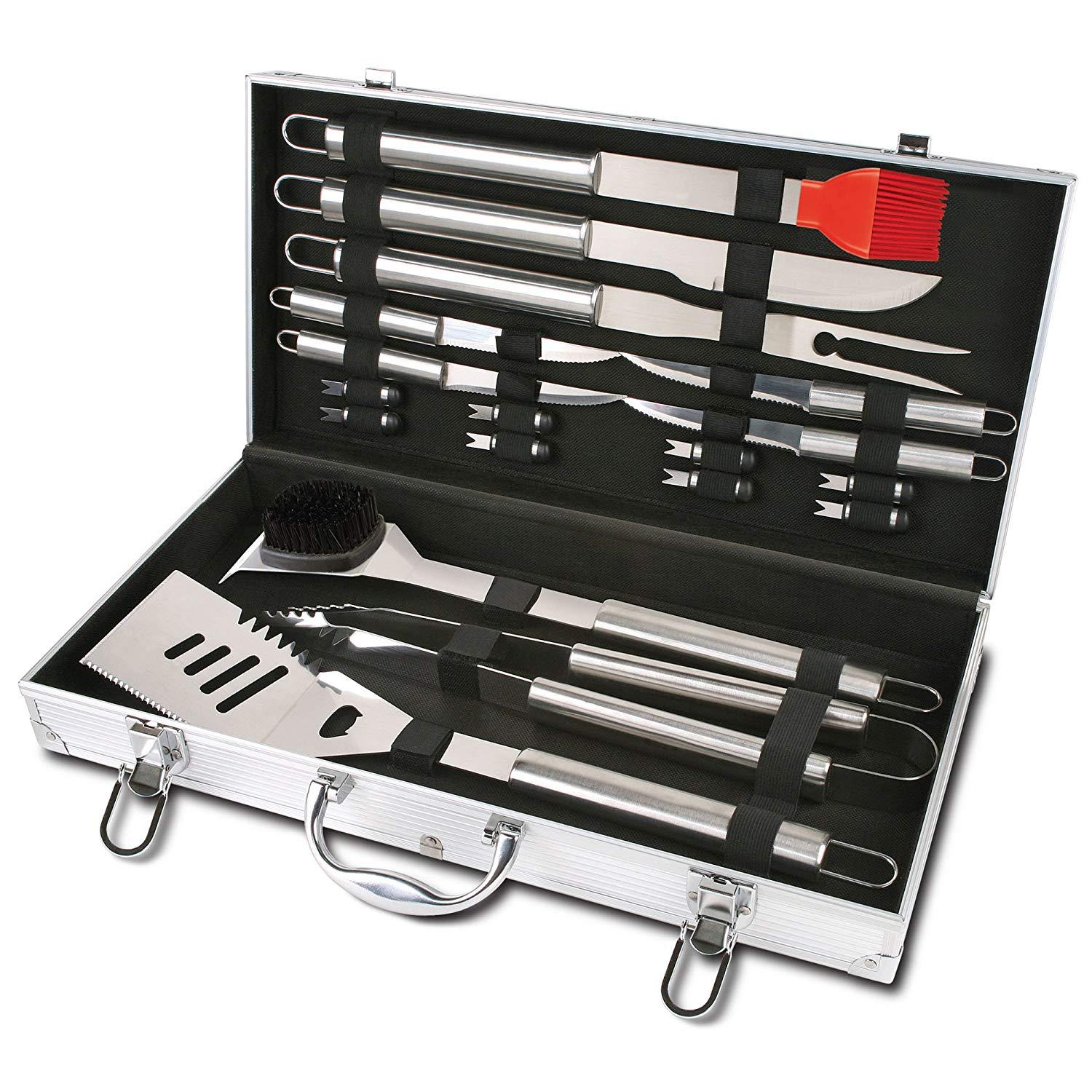 Chefs Basics HW5231 18-Piece Stainless-Steel Barbecue Set with Carrying Case