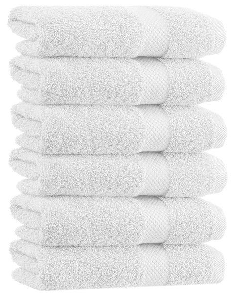 Luxury White Hand Towels - Soft Circlet Egyptian Cotton | Highly Absorbent Hotel spa Bathroom Towel Collection | 16x30 Inch | Set of 6
