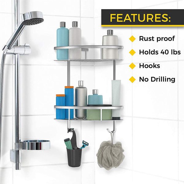 HONEYBULL Shower Shelf 2 Corner Shelf Shower Caddy - Rustproof Aluminum