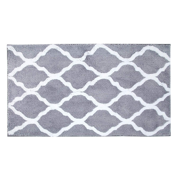 Pauwer Microfiber Bathroom Rugs Geometric, Non Slip Bath Rugs Floor Mat Machine Washable (18"x26", Grey)