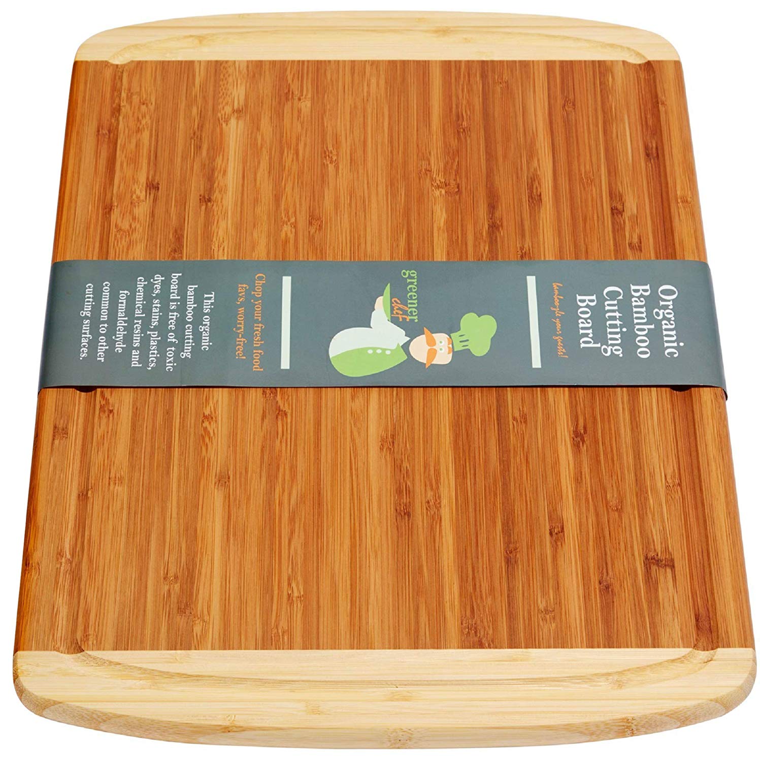 Greener Chef Extra Large Organic Bamboo Cutting Board for Kitchen - Lifetime Replacement Boards - 18 x 12.5 Inches - Best Wood Butcher Block and Wooden Carving Board for Meat and Chopping Vegetables