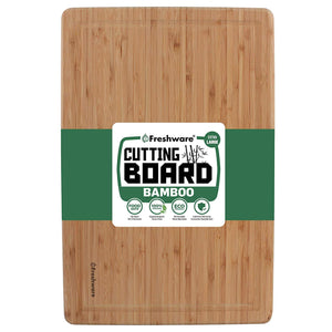 Freshware Bamboo Cutting Board - Wood Chopping Boards for Food Prep, Meat, Vegetables, Fruits, Crackers & Cheese, Set of 3