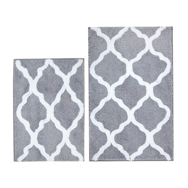 Pauwer Microfiber Bathroom Rugs Geometric, Non Slip Bath Rugs Floor Mat Machine Washable (18"x26", Grey)