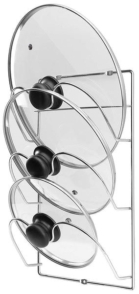 Cabinet Door/Wall Mount Pot Lid Organizer Rack – Pack of 2 - Stainless Steel Material with Silver Finishing