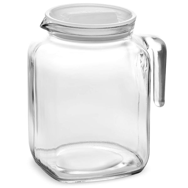 Bormioli Rocco Hermetic Seal Glass Pitcher With Lid and Spout [68 Ounce] Great for Homemade Juice & Iced Tea or for Glass Milk Bottles