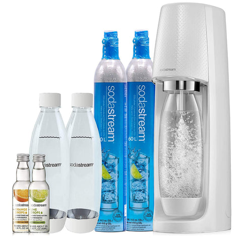 SodaStream Fizzi Sparkling Water Machine Bundle (Black), with CO2, BPA free Bottles, and 0 Calorie Fruit Drops Flavors