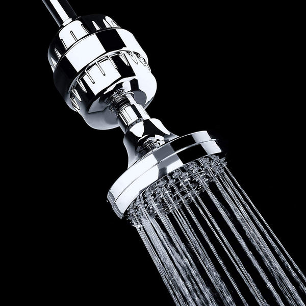 AquaBliss High Output Universal Shower Filter with Replaceable Multi-Stage Filter Cartridge – Transform Itching, Eczema & Acne into Glowing Hair, Nails & Skin Fast - Chrome (1 Pack)