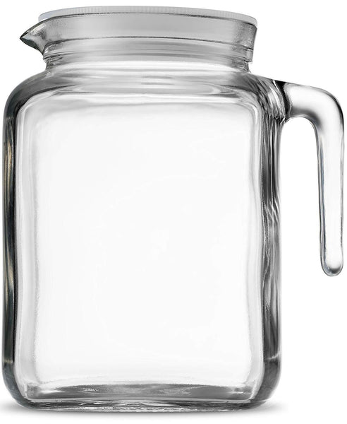 Bormioli Rocco Hermetic Seal Glass Pitcher With Lid and Spout [68 Ounce] Great for Homemade Juice & Iced Tea or for Glass Milk Bottles