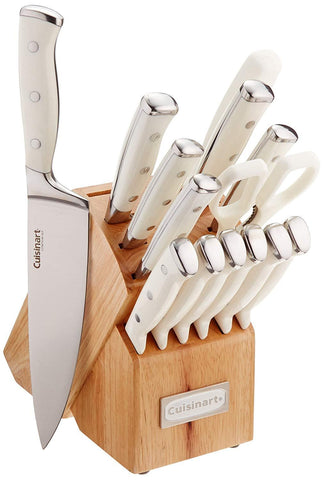 Cuisinart C77WTR-15P Triple Rivet Collection 15-Piece Cutlery Block Set, White