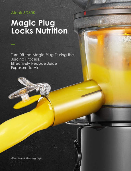 Aicok Masticating Juicer, Juicer Machine with 3” Whole Juicer Chute for Fruits and Vegetables