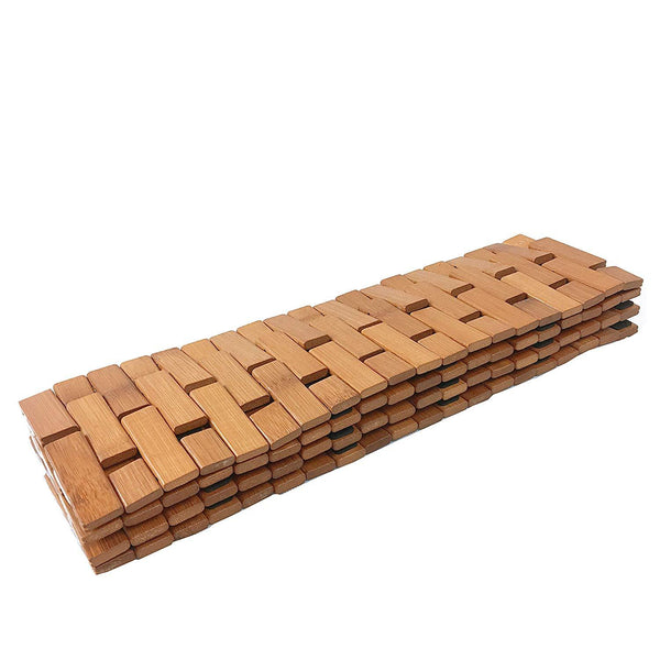 Natural Bamboo Wood Bath Mat: Wooden Door Mat/Kitchen Floor Rug - Bathroom Shower and Tub Mats