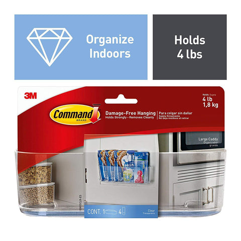 Command HOM-15 Clear Large Caddy with Clear Strips, 1 Caddy, 4 Strips