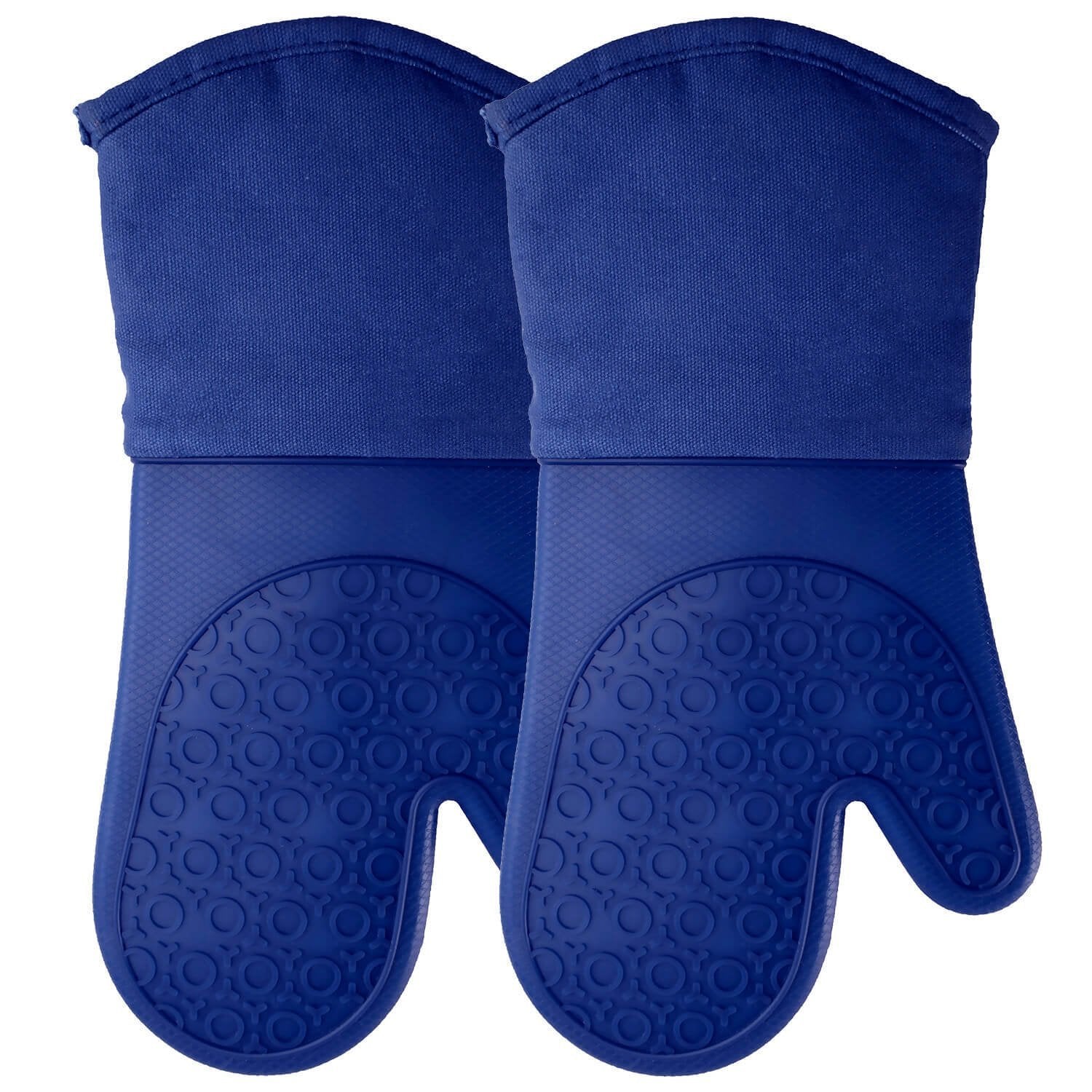 Extra Long Professional Silicone Oven Mitt - 1 Pair - Oven Mitts with Quilted Liner - Red - by The Triumphant Chef