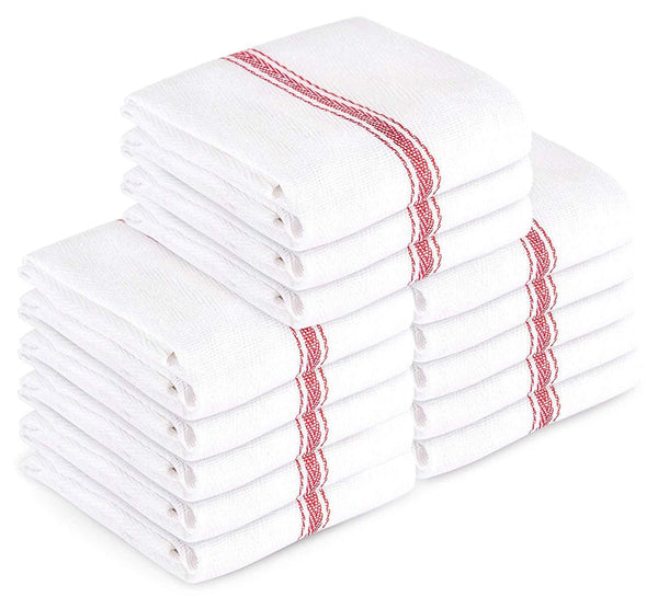 AMA's Kitchen Kitchen Towels Dish Towels (13 Pack) Tea Towels 100 Percent Cotton Dish Cloths Red and White Dish Towels (15 x 25 Inch) Machine Washable