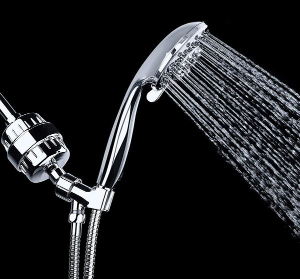 AquaBliss High Output Universal Shower Filter with Replaceable Multi-Stage Filter Cartridge – Transform Itching, Eczema & Acne into Glowing Hair, Nails & Skin Fast - Chrome (1 Pack)