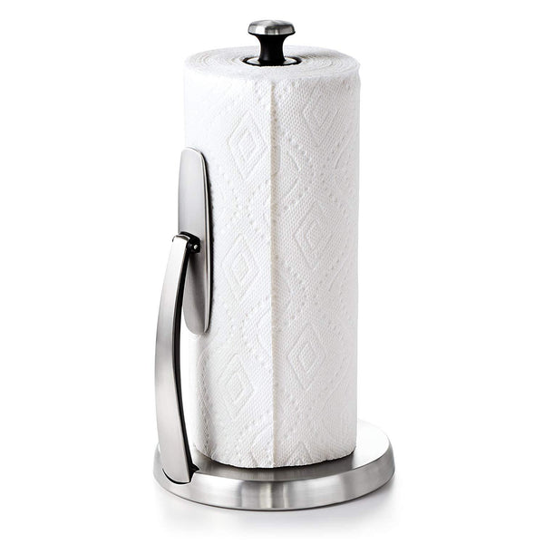 OXO Good Grips SimplyTear Standing Paper Towel Holder, Brushed Stainless Steel