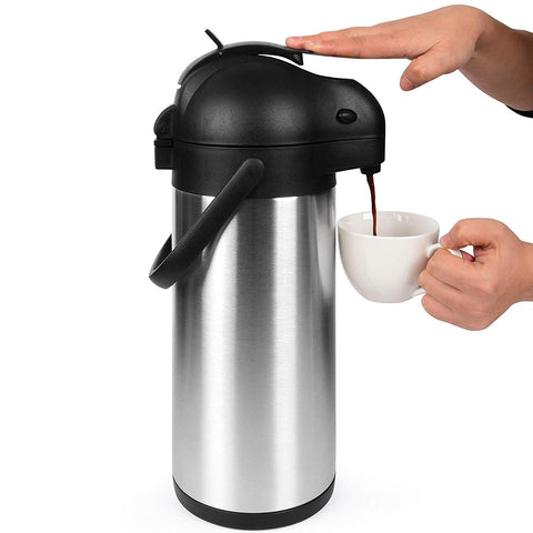 101 Oz (3L) Airpot Thermal Coffee Carafe/Lever Action/Stainless Steel Insulated Thermos / 12 Hour Heat Retention / 24 Hour Cold Retention