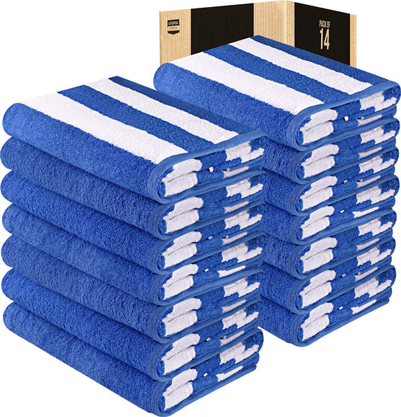 Utopia Towels Cabana Stripe Beach Towel - Large Pool Towel - Extra Large Bath Sheet (35 x 70 Inches), Blue - Maximum Softness and Absorbency