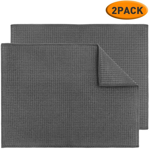 Topsky 2 Pack Dish Drying Mat Kitchen Counter Mat, Reversible Baby Bottles Dish Pad for Drying Super Absorbent, 15 X 20 Inch, Gray