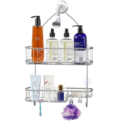 Simple Houseware Bathroom Hanging Shower Head Caddy Organizer, Chrome (26 x 16 x 5.5 inches)