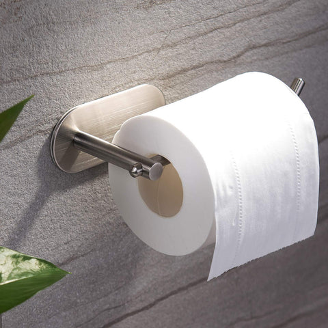 YIGII Adhesive Toilet Paper Holder - MST001 Self Adhesive Toilet Roll Holder for Bathroom Kitchen Stick on Wall Stainless Steel Brushed