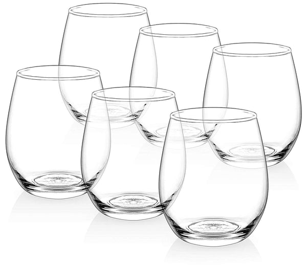 Zuzoro Stemless Wine Glasses - 15oz - Decorative Long-lasting & Durable Wine Glass Set - For White or Red Wine - Great Holiday Gift for Wine Lovers