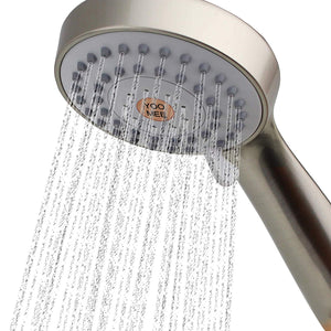 YOO.MEE High Pressure Handheld Shower Head with Powerful Shower Spray against Low Pressure Water Supply Pipeline, Multi-functions, Bathroom Accessories w/ 79'' Hose, Bracket, Flow Regulator, Chrome