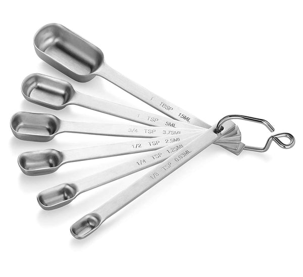 New Star Foodservice 42917 Stainless Steel Measuring Spoons and Cups Combo, Set of 8, Silver