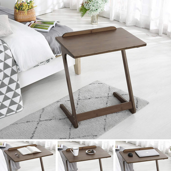 Sofa Table TV Tray, NNEWVANTE Couch Sofa End Table Laptop Desk Bamboo Coffee Table Side Table Snack Tray for Eating Writing Reading Living Room Modern Furniture 26.6”× 15.7”(Walnut)